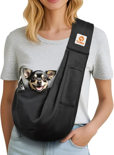 Vista 32 de TOMKAS - Transportador de perros estilo canguro para perros pequeños (negro, para mascotas de 2 a 7 libras)