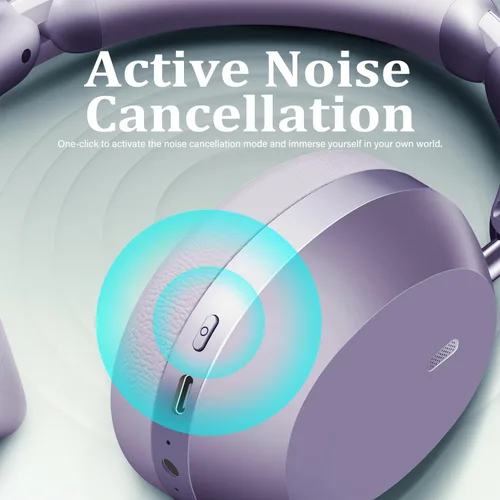 Vista 8 de Wentronic Y04 - Audífonos inalámbricos Bluetooth sobre la oreja, sumérgete en cada ritmo con cancelación activa de ruido y sonido de alta