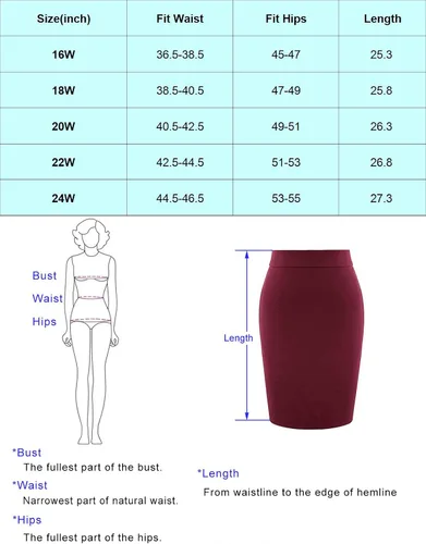 Vista 3 de Hanna Nikole Falda de lápiz de oficina de talla grande elástica con abertura trasera para mujer