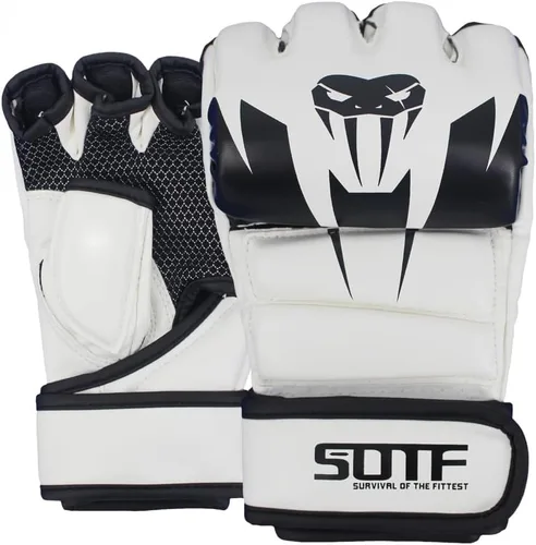 Vista 10 de SOTF Guantes de boxeo para adultos, guantes de entrenamiento de artes marciales mixtas, guantes de boxeo de lucha y dedos abiertos para mujeres