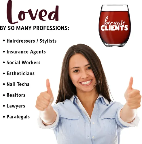Vista 3 de Divertido regalo de copa de vino para estilistas, abogados, agentes de bienes raíces, trabajadores sociales, asistentes legales, regalos