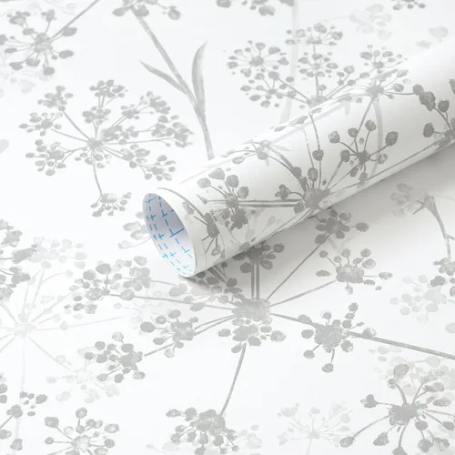 Vista 13 de Safiyya Papel tapiz adhesivo floral para despegar y pegar, 78.7 x 17.3 pulgadas, papel de pared blanco y beige, moderno, neutro, autoadhesivo