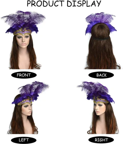 Vista 3 de Picturesque Diadema de plumas de carnaval (morado)