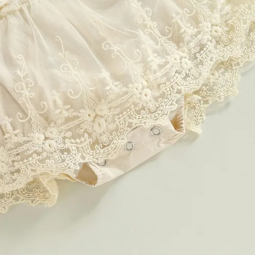 Vista 6 de Ropa de bebé niña Floral Boho Lace Romper Mameluco Mameluco Mono Mono Traje Verano Ropa Bebé Niñas