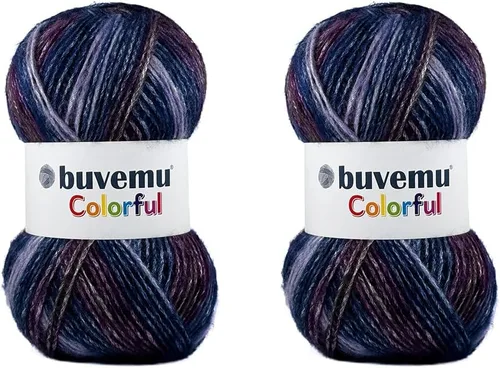 Vista 16 de Colorido hilo multicolor a rayas con sutil brillo, 56% poliéster, 44% acrílico, cada uno de 3.53 onzas / 252 yardas (754.6 ft) (n.º 1) (cebra)