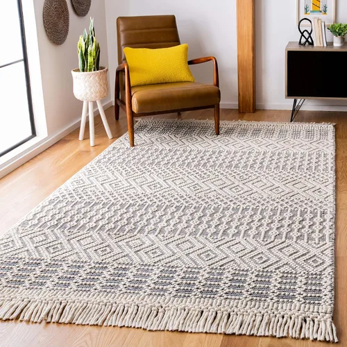 Vista 19 de SAFAVIEH Natura Collection - Alfombra decorativa de 2 x 3 pies, color marfil, con flecos de lana marroquí bohemia, hecha a mano, ideal para zonas