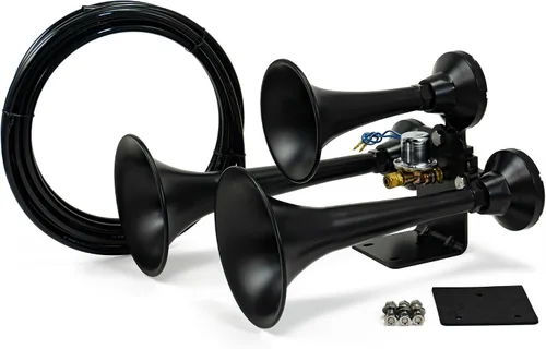 Vista 5 de HornBlasters Outlaw Black 228H Kit de bocina de tren todo en uno de 2 galones, fácil de instalar