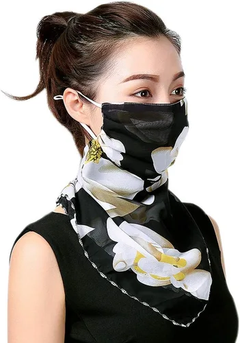 Vista 12 de Bufanda tipo bandana para mujeres y niñas, con cintas elásticas para las orejas, polaina para el cuello, pasamontañas, protección contra el polvo