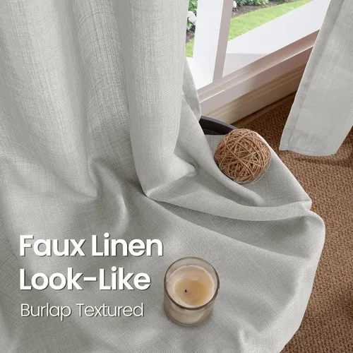 Vista 83 de BGment Cortinas de Lino Beige de 63 Pulgadas de Largo 2 Paneles - Tratamientos para Ventanas con Textura de Arpillera Filtrantes de Luz Cortinas B