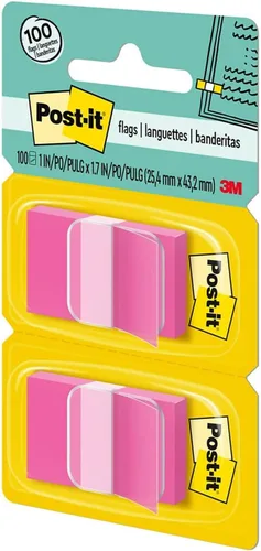 Vista 7 de Post-it 680BP2 Banderas de página estándar en dispensador, color rosa brillante, 100 banderas/dispensador