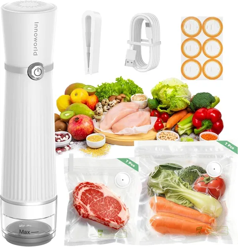 Vista 13 de Sellador al vacío de mano compacto 3 en 1 para alimentos (bolsa, tarro de masón, botella de vino)