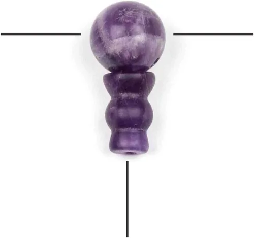 Vista 17 de Cherry Blossom Beads Piedra preciosa Mala Guru Bead – Turquesa africana – Tres agujeros 0.394 in redondo con torre de 0.276x0.394 in – Tres