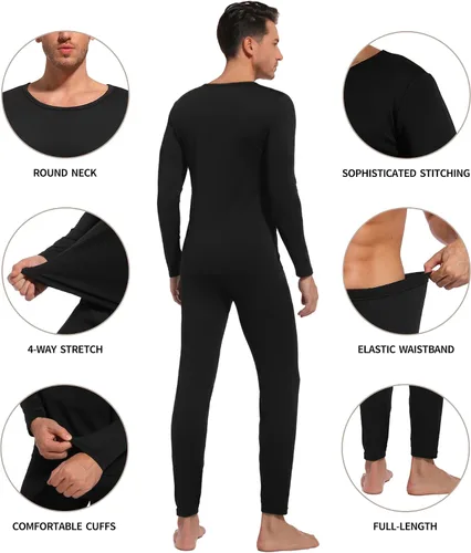 Vista 5 de Ropa interior térmica para hombre, Long Johns con forro polar, térmicas, parte superior inferior, capa base para clima frío