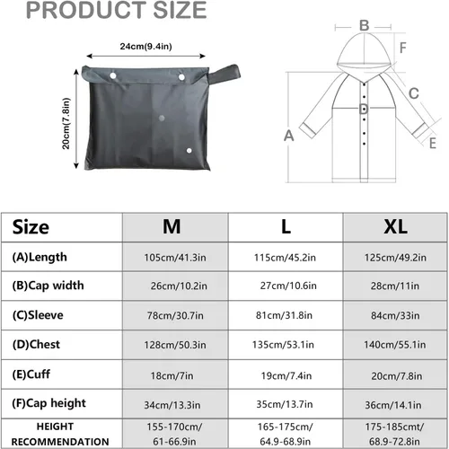 Vista 7 de UNIQUEBELLA EVA Raincoat Waterproof Rain Poncho Reusable Unisex for Women Long Rain Cape