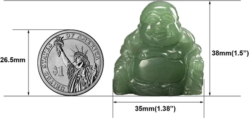 Vista 2 de Figuras de aventurina verde de 1.496 in de cristal curativo tallado riendo feliz Buda Feng Shui riqueza y buena suerte