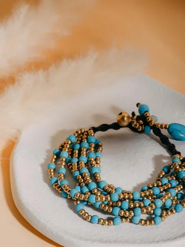 Vista 6 de MINACHI Boho Ethnic Turquoise Beads Charm Strand Bracelet Jewelry Gift for Women