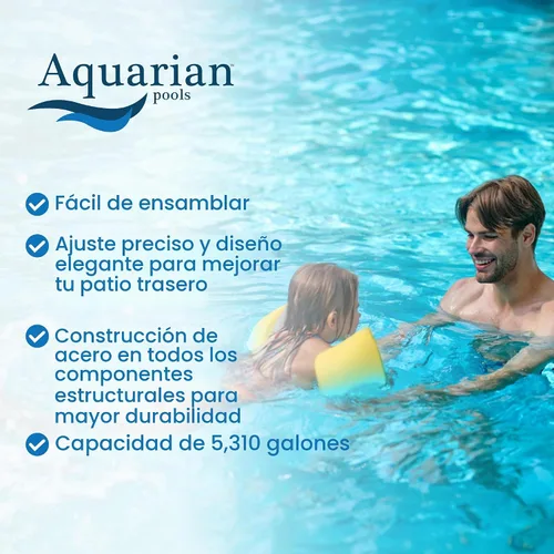 Vista 4 de Aquarian Kit de piscina sobre el suelo con marco de acero con filtro de arena y bomba, Phoenix, 15
