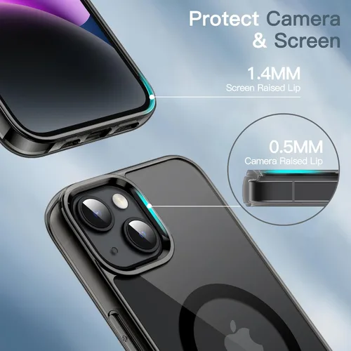 Vista 6 de JETech - Carcasa magnética para iPhone 14, color negro Compatible con MagSafe, funda protectora a prueba de golpes, resistente a los arañazos