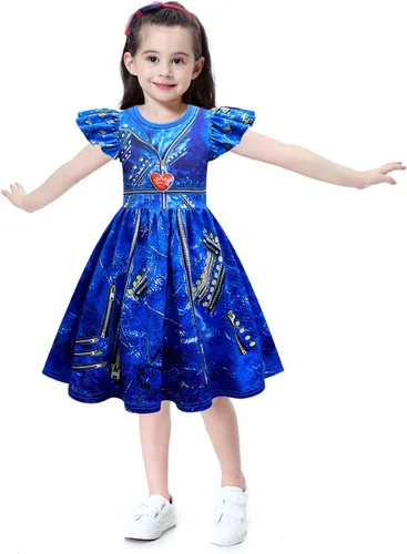 Vista 2 de Disfraz de princesa para niñas, trajes de cosplay de Halloween con peluca de 3 a 10 años