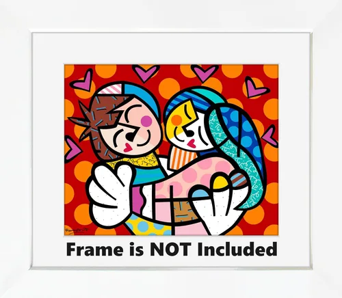 Vista 4 de Britto Póster de arte de pared con diseño de "Embrace", 8 x 10 pulgadas, decoración moderna de la casa, firmado digitalmente por el icónico artista