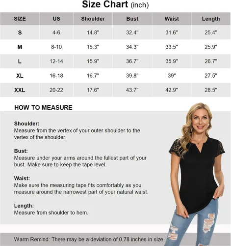 Vista 6 de Funlingo Camisetas casuales de manga corta con cuello en V para mujer, de punto gofre, blusas de verano