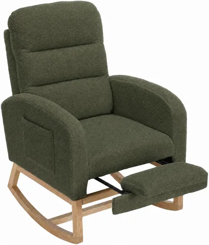 Vista 10 de GarveeHome Mecedora para guardería con reposapiés, balancín deslizante con Beige