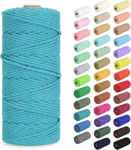 Vista 31 de Cuerda de macramé de 0.079 in x 220 yardas (656 pies), cuerda de algodón natural para colgar en la pared, ganchos de plantas, manualidades Verde