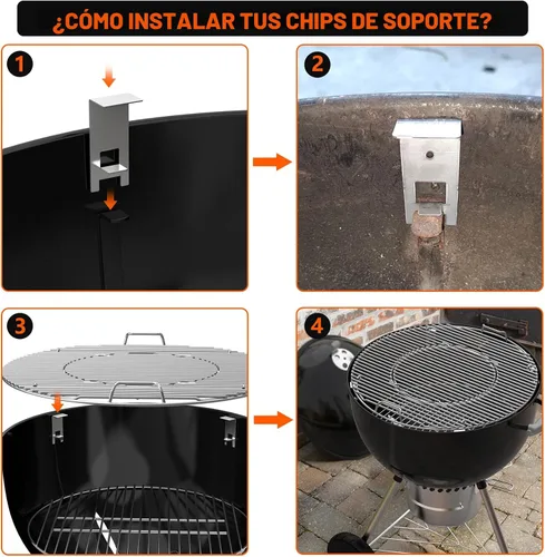 Vista 4 de only fire - Kit combinado de asador y pizza multiusos de acero inoxidable para Weber de 18 pulgadas y otras parrillas similares tipo kettle