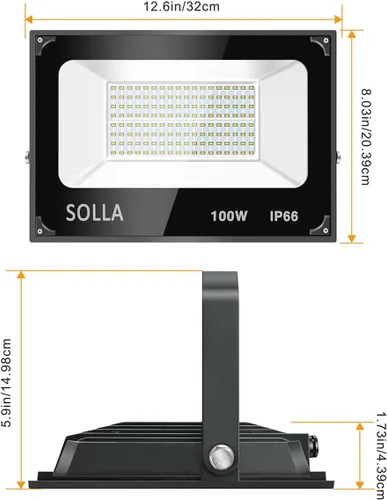 Vista 6 de SOLLA Paquete de 2 luces LED de 100 W, 10000 lm 3000 K, luz de inundación exterior blanca cálida, lámpara de inundación para interiores