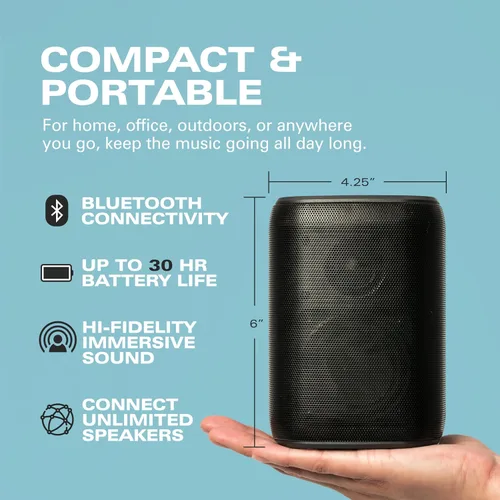 Vista 2 de Rocksteady Altavoz Bluetooth portátil Stadium 2 - Individual Batería de hasta 30 horas Alcance de 150 pies Inicia tu sistema de varias