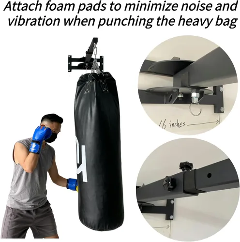 Vista 4 de Percha de pared para saco de boxeo, minimiza el ruido y la vibración, diseño que ahorra espacio, construcción resistente para entrenamiento