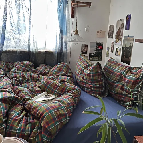 Vista 143 de mixinni Juego de funda de edredón vintage a rayas, tamaño twin, juego de ropa de cama de 3 piezas, 100% algodón lavado, suave y transpirable, funda