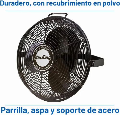 Vista 6 de Air King, ventilador de grado industrial 9314, alta velocidad, para montar en múltiples superficies, 14 pulgadas