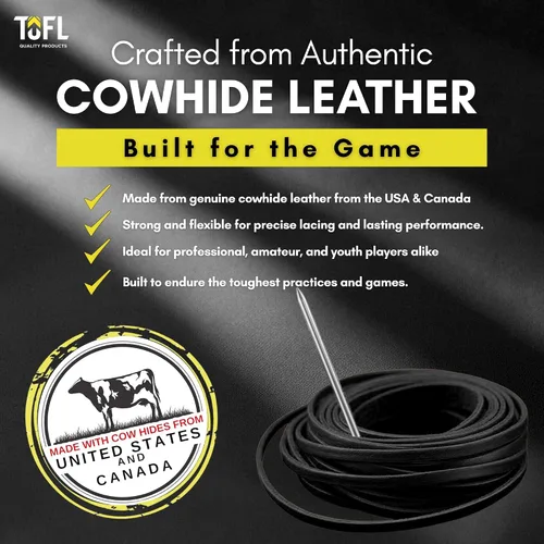 Vista 5 de TOFL Kit de encaje para guantes de sóftbol y béisbol Kit de reparación de cordones de guante de encaje 2 cordones de cuero con aguja de cordones