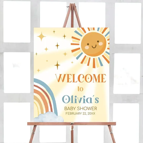 Vista 26 de Letrero de bienvenida para baby shower, personalizado, tema de dinosaurio para eclosionar, varios tamaños