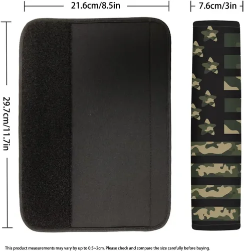 Vista 5 de LedBack Fundas para cinturón de seguridad de coche con diseño de bandera americana y camuflaje, paquete de 2, almohadilla universal para cinturón