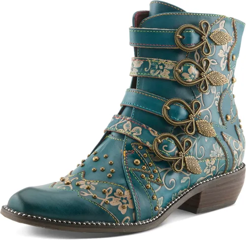 Vista 11 de Spring Step L'Artiste Rodeha - Botines para mujer con cierre de cremallera - Botas para mujer con silueta de punta puntiaguda estilo occidental Negro