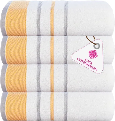 Vista 32 de CASA COPENHAGEN Exotic - Juego de 6 toallas de diseño de 100% algodón egipcio, color azul aguamarina, 550 GSM, 2 toallas de baño, 2 toallas de baño