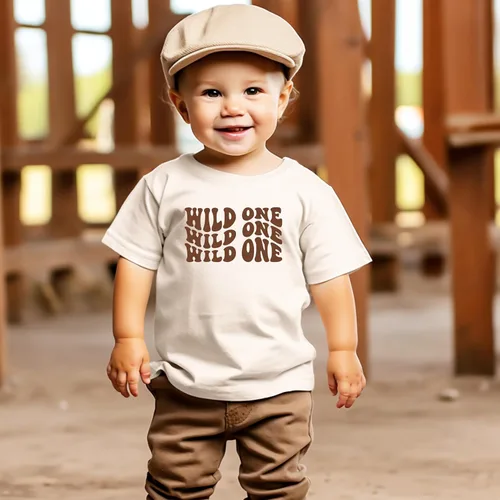 Vista 6 de Wild One - Camisa de primer cumpleaños para bebé niña o niño de un año de edad, ondulado retro cumpleaños