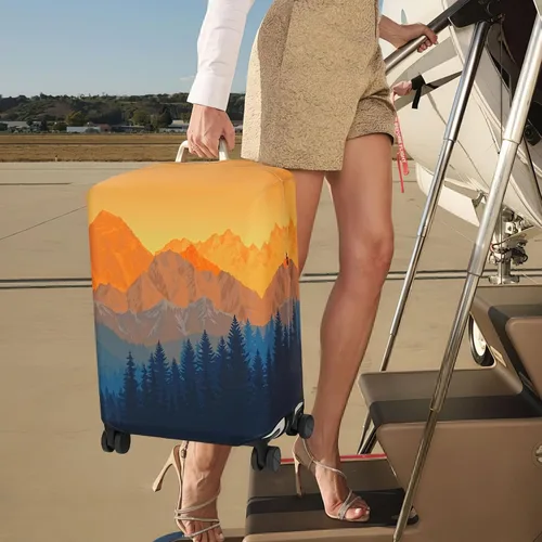 Vista 7 de Explore Land Funda protectora para maleta aprobada para volar, se adapta a maleta de 18 a 32 pulgadas, L Montañas Amber