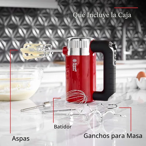 Vista 4 de Remington Russell Hobbs MX3100RDR - Batidora de mano estilo retro, 4 velocidades + Turbo Boost, color rojo