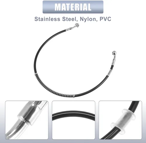 Vista 5 de Motoforti 23.62 pulgadas de longitud 0.394 in ID motocicleta línea de freno hidráulico tubo de manguera de aceite de acero inoxidable trenzado cable