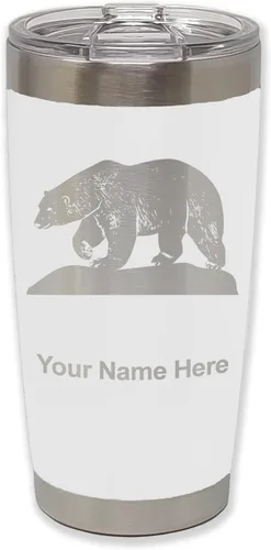 Vista 32 de LaserGram Vaso aislado al vacío de 20 onzas, oso polar, grabado personalizado incluido (negro)