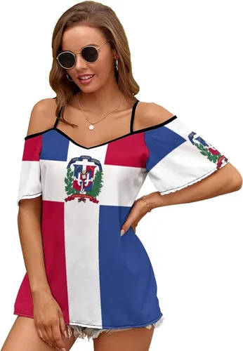 Vista 13 de Vestido largo con bandera dominicana para mujer, top de verano, talla XS, Estilo-4