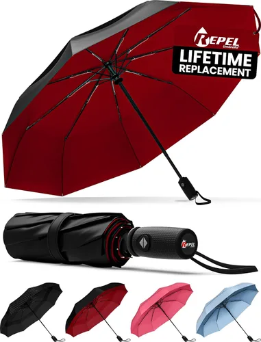 Vista 106 de REPEL Windproof Travel Umbrella - Compact & Withstands Winds up to 85MPH , Strongest Premium Auto Folding Umbrella for Rain and Sun - Durable, Light