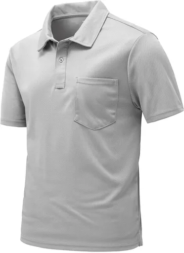 Vista 13 de Rdruko Camisas polo para hombre de manga corta, secado rápido, para golf y deportes al aire libre con bolsillo 01 Negro