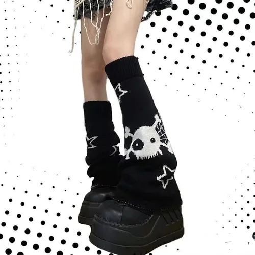 Vista 7 de Harajuku Grunge - Puños de invierno para mujer, calcetines largos hasta la rodilla estilo punk Emo Alt
