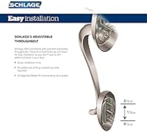 Vista 7 de Schlage Encode Wi-Fi Smart Lock con juego de entrada Century para puerta delantera, níquel satinado