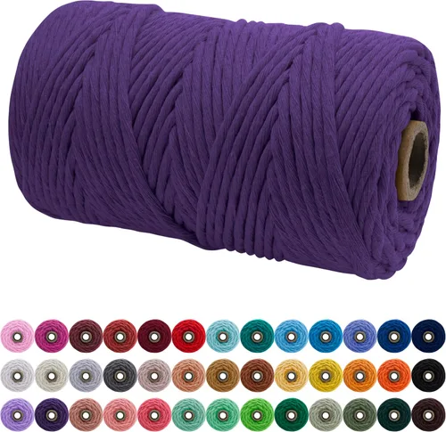 Vista 30 de JeogYong Cordón de macramé de un solo hilo 3 mm x 109 yardas (328 pies) Cuerda de algodón suave Hilo de macramé de 3 mm, suministros de macramé