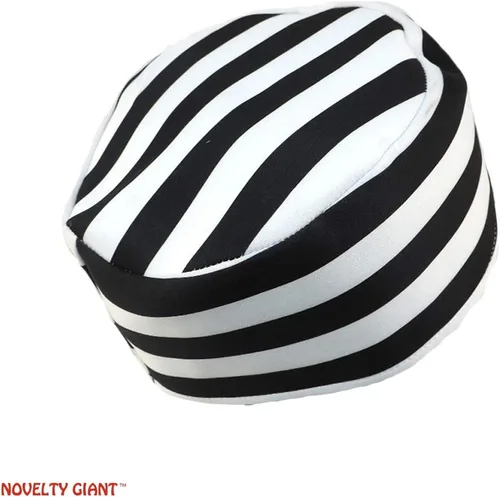 Vista 5 de Sombrero de disfraz de prisionero gigante a rayas, color blanco, negro, Blanco, Negro